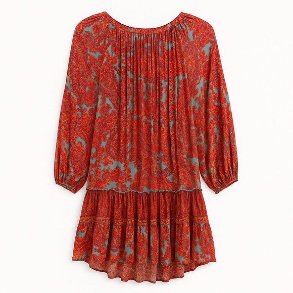 Sundance Boho Floral Tunic Dress – Red Blue Paisley – Womens Size L - Picture 2 of 3